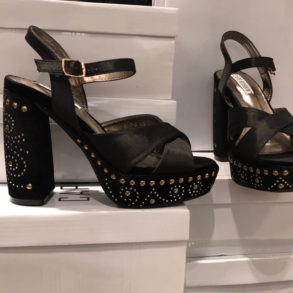Ladies Bling Hi Chunky 5” Heel Strap Dress Sandals
